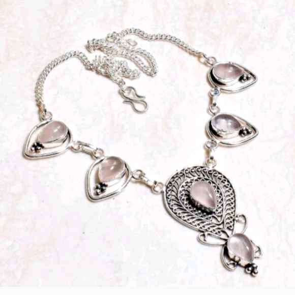 Jewelry - STERLING SILVER ROSE QUARTZ NECKLACE
